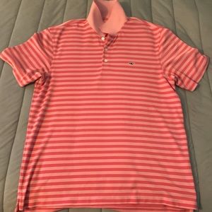 Vineyard Vines Striped Pink Polo Shirt